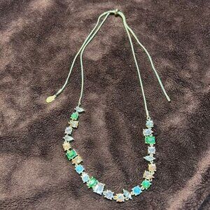 Adjustable Loft Multicolor Gemstone Necklace With Gold-Tone Accents For Women